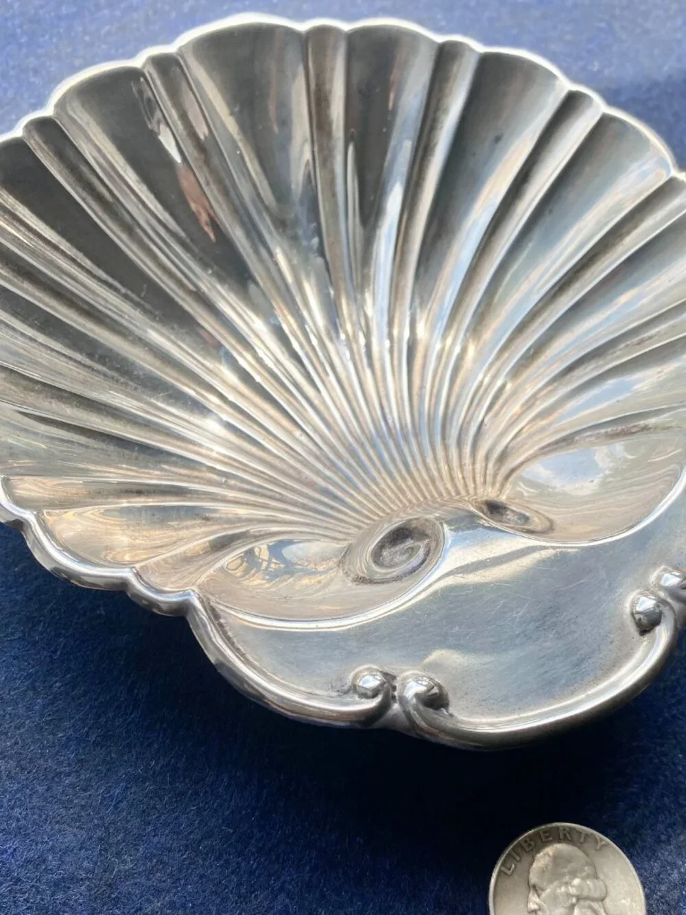 Antique Sterling Silver (.925) Shell Shaped Trinket Dish 5.25” x 5.5”
